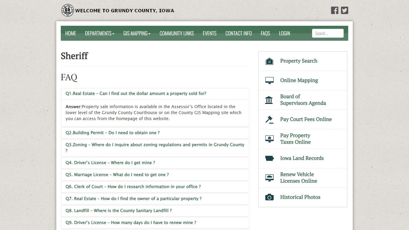 Sheriff - Grundy County, Iowa